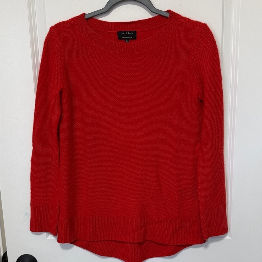 Rag & Bone Women’s Vibrant Red Crew Neck Long Sleeve Sweater 100% cashmere XS